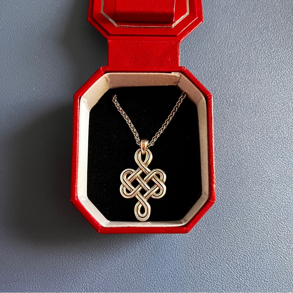 Birghton Elegant Silver Braided Knot Pendant Necklace